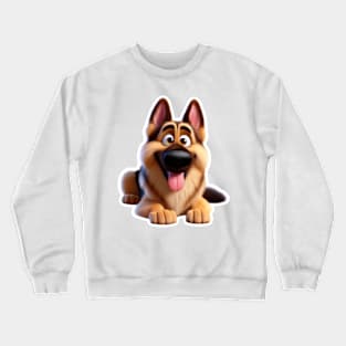 German Shepherd sitting down cartoon Crewneck Sweatshirt